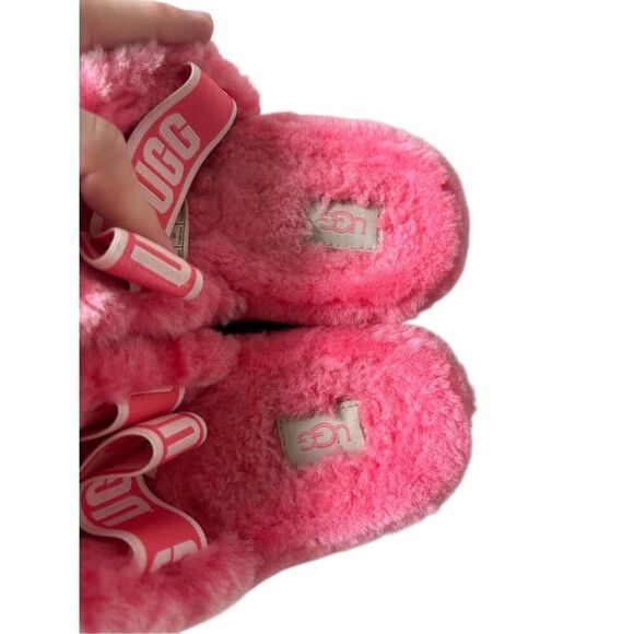 UGG Fluff Yeah Slide Poppy Strawberry Sorbet Sheepskin size 10 Pink Sandals Slip - Picture 5 of 12